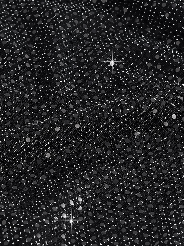 Black One Shoulder Sequin Top - Image 6 of 6