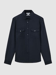 Reiss Navy Chaser Button-Through Twin Pocket Overshirt - Image 2 of 5