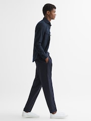 Reiss Navy Chaser Button-Through Twin Pocket Overshirt - Image 3 of 5