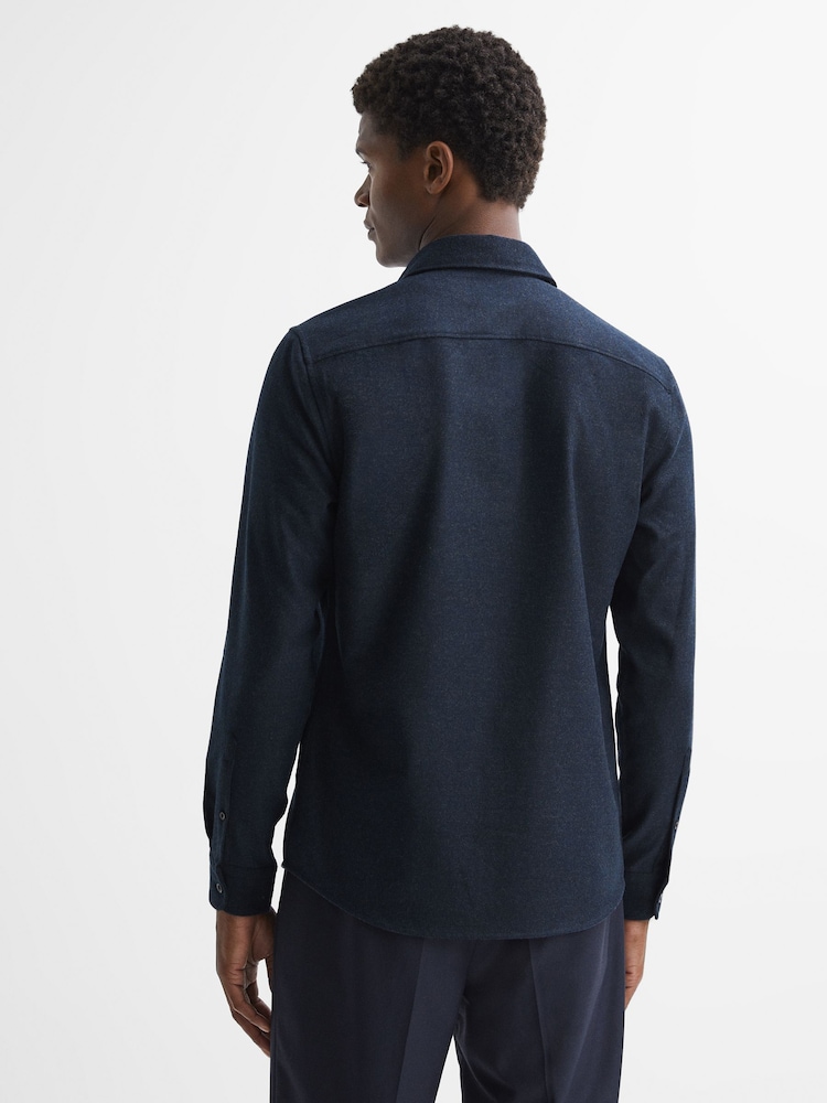 Reiss Navy Chaser Button-Through Twin Pocket Overshirt - Image 5 of 5
