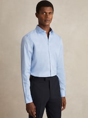 Reiss Blue Stripe Remote Bengal Cotton Sateen Shirt - Image 1 of 8