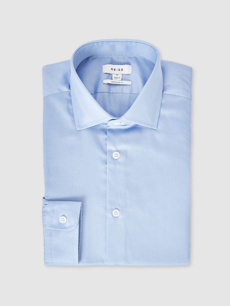 Reiss Blue Stripe Remote Bengal Cotton Sateen Shirt - Image 2 of 8