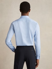 Reiss Blue Stripe Remote Bengal Cotton Sateen Shirt - Image 5 of 8