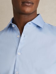 Reiss Blue Stripe Remote Bengal Cotton Sateen Shirt - Image 6 of 8
