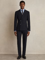 Reiss Blue Stripe Remote Bengal Cotton Sateen Shirt - Image 7 of 8