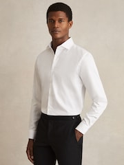 Reiss White Remote Bengal Regular Fit Cotton Sateen Striped Shirt - Image 1 of 9