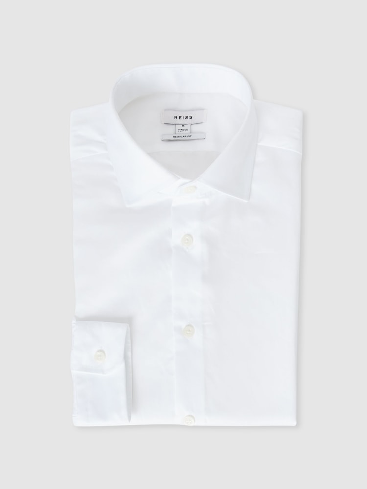 Reiss White Remote Bengal Regular Fit Cotton Sateen Striped Shirt - Image 2 of 9