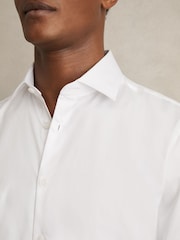 Reiss White Remote Bengal Regular Fit Cotton Sateen Striped Shirt - Image 7 of 9