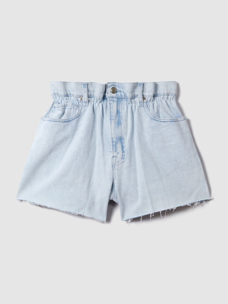 Good American Denim-Shorts im Used-Look mit elastischem Bund - Bild 2 von 6 Good American Denim-Shorts im Used-Look mit elastischem Bund - Bild 2 von 6