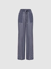 Reiss Navy/White Farah Polka Dot Split Hem Trousers - Image 2 of 4
