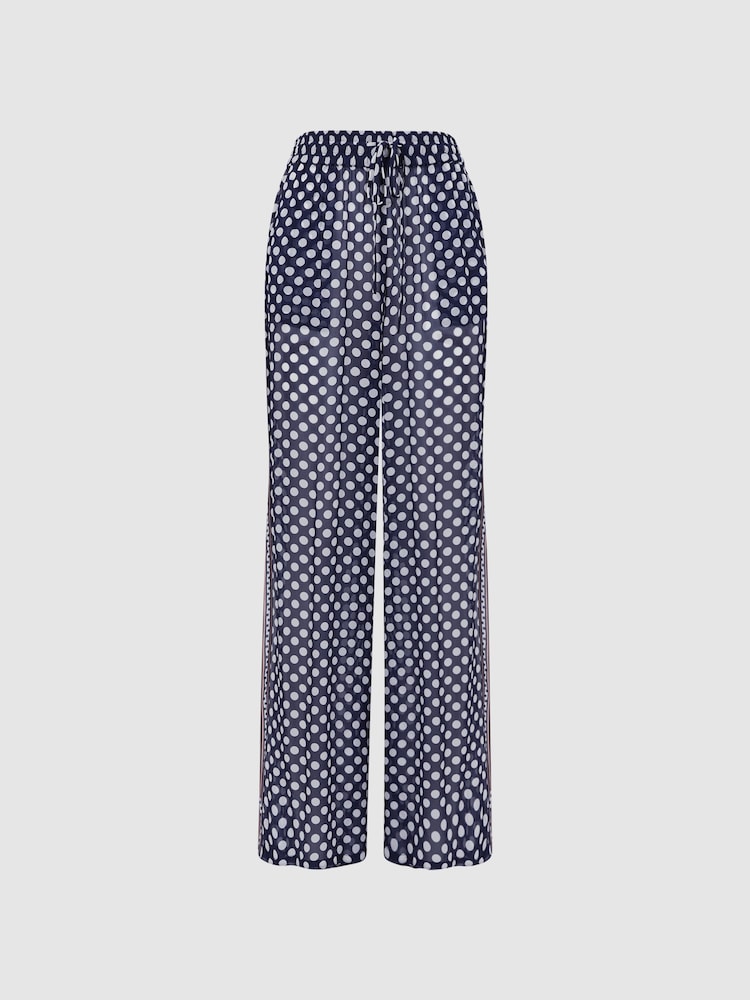 Reiss Navy/White Farah Polka Dot Split Hem Trousers - Image 2 of 4