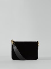 Reiss Black Bleeker Velvet Handbag - Image 1 of 6