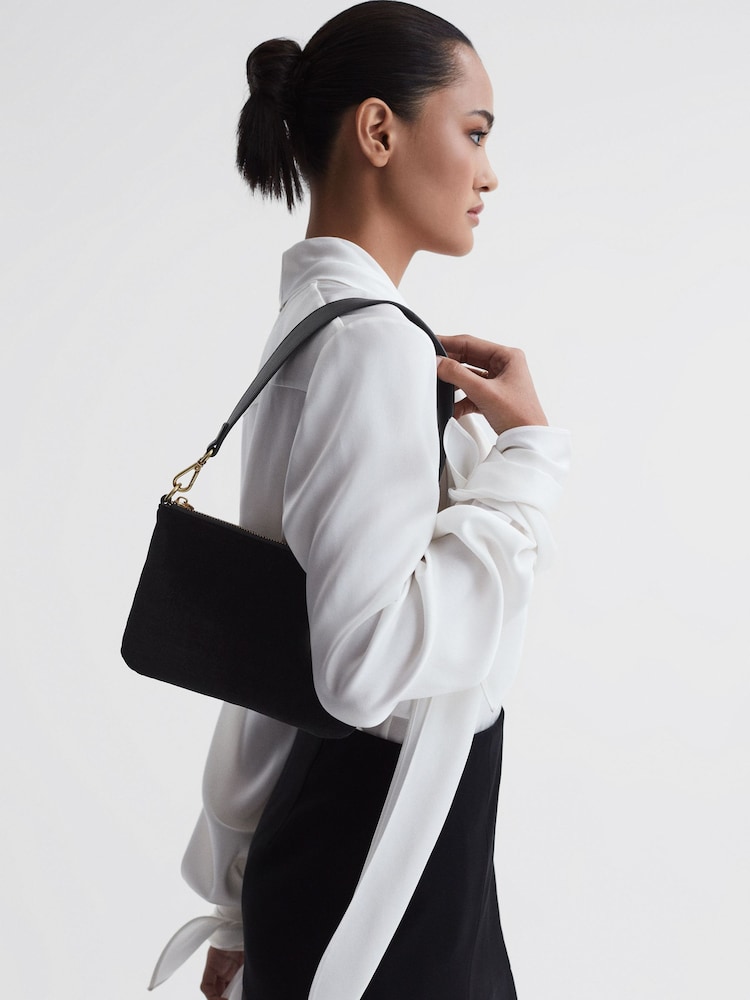 Reiss Black Bleeker Velvet Handbag - Image 2 of 6
