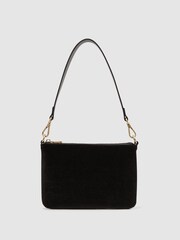 Reiss Black Bleeker Velvet Handbag - Image 4 of 6