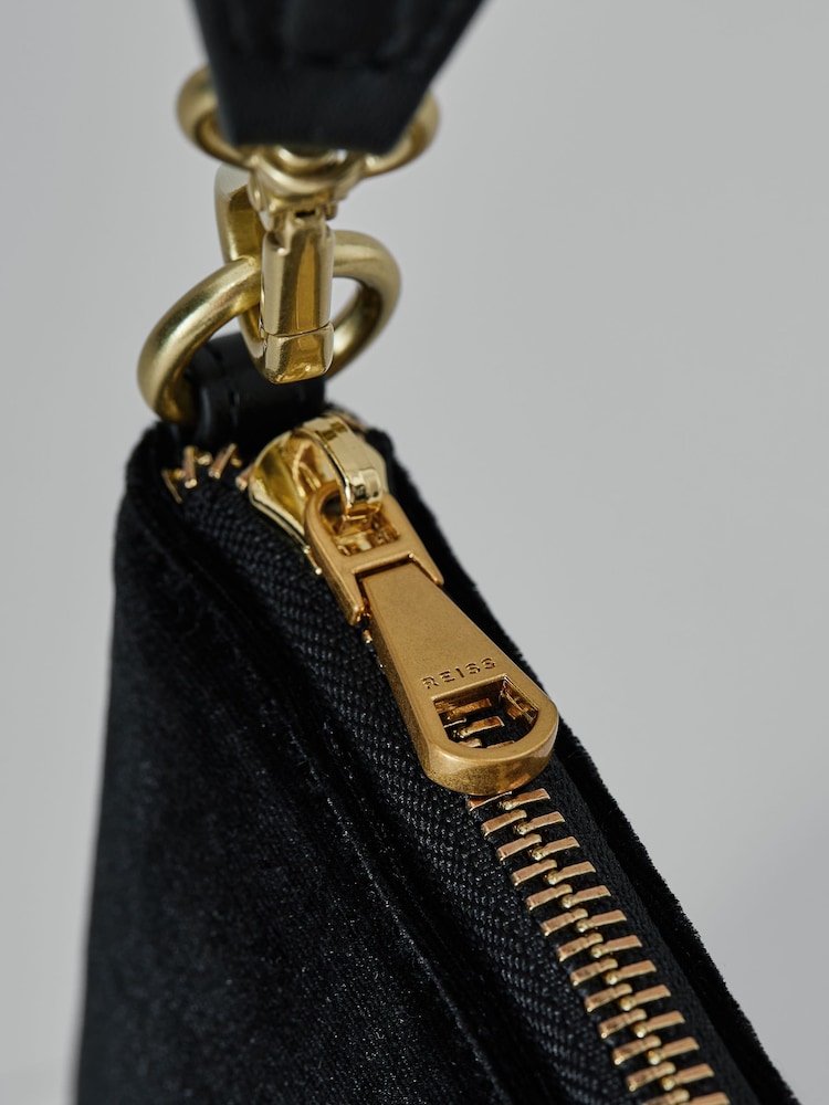 Reiss Black Bleeker Velvet Handbag - Image 5 of 5 Reiss Black Bleeker Velvet Handbag - Image 5 of 5