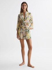 Reiss Yellow Print Anja Floral Print Button Through Shirt - Image 3 of 5