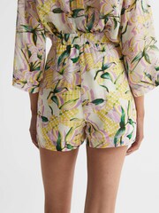 Reiss Yellow Print Anja Floral Print Button Through Shirt - Image 4 of 5