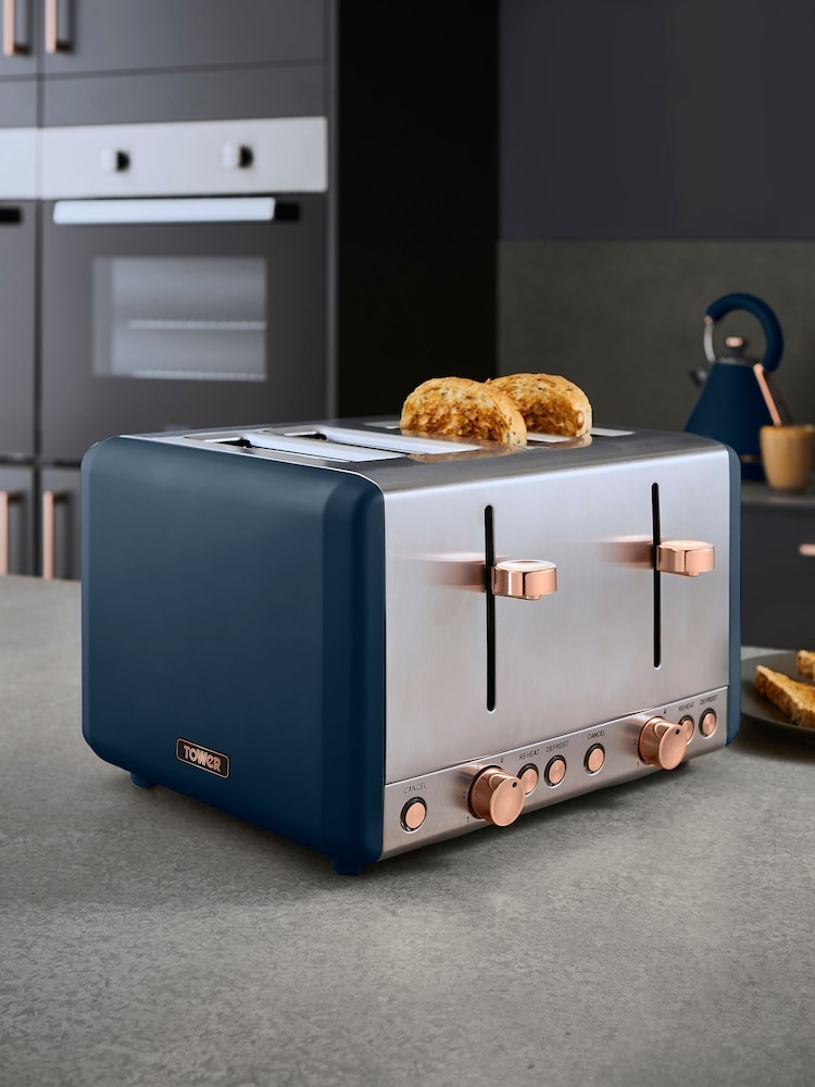 Tower Blue Cavaletto 4 Slice Toaster 1800W - Image 1 of 8