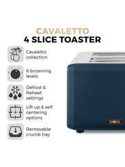 Tower Blue Cavaletto 4 Slice Toaster 1800W - Image 2 of 8