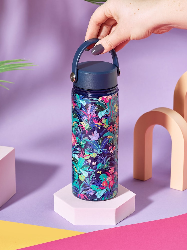 Blue Navy Tropical Print Metal Water Bottle - Image 2 of 4