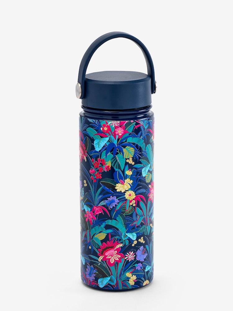 Blue Navy Tropical Print Metal Water Bottle - Image 4 of 4