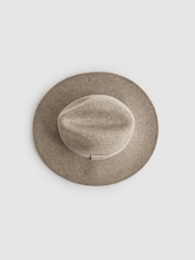 Reiss Taupe Frankie Wool Wide Brim Fedora Hat - Image 3 of 4