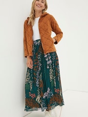 FatFace Brown Asher Quilted Zip Through Sweatshirt - Image 1 of 4