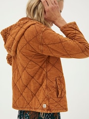 FatFace Brown Asher Quilted Zip Through Sweatshirt - Image 2 of 4