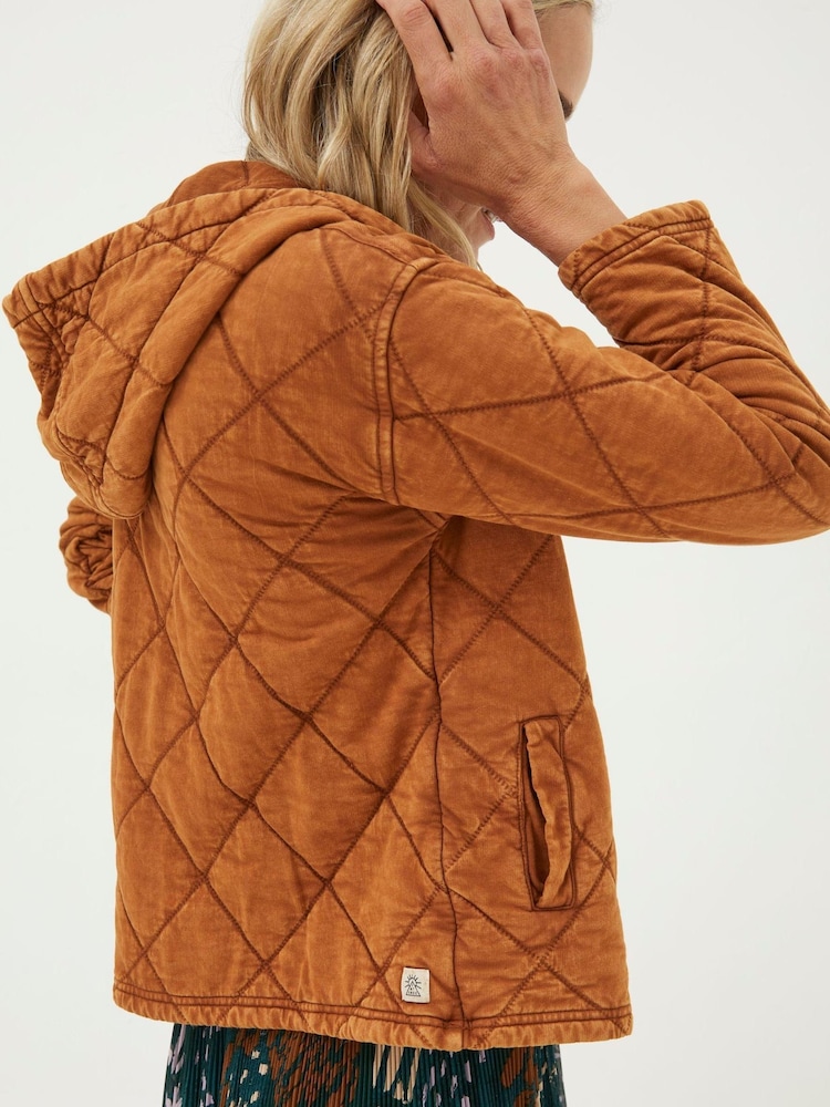 FatFace Brown Asher Quilted Zip Through Sweatshirt - Image 2 of 4