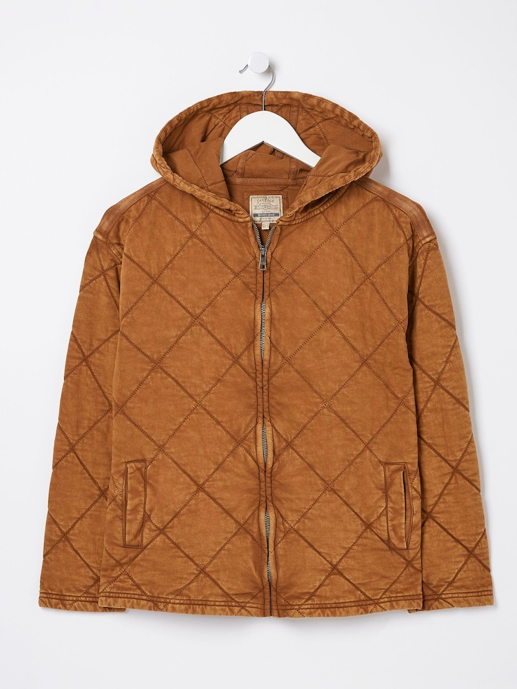 FatFace Brown Asher Quilted Zip Through Sweatshirt - Image 4 of 4