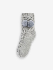 Grau/Lurex - Dicke Hausschuh-Socken im 1er Pack - Bild 1 von 1
