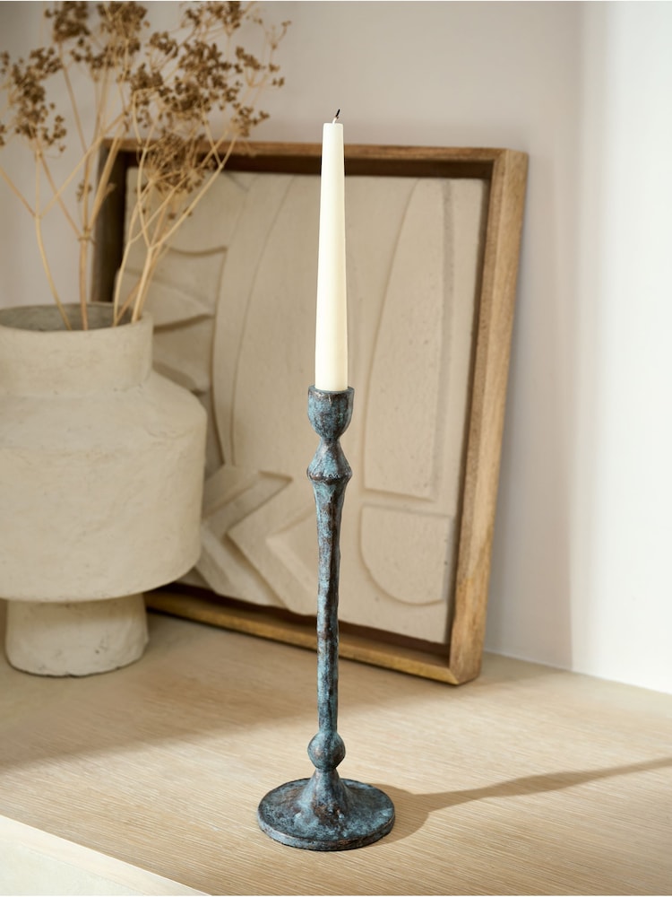 French Connection Grey Patina Metal Taper Candle Holder - Image 1 of 2