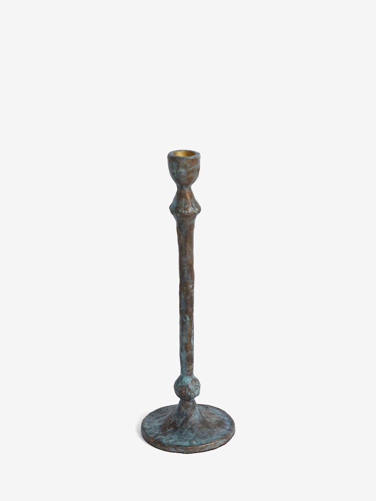 French Connection Grey Patina Metal Taper Candle Holder - Image 2 of 2