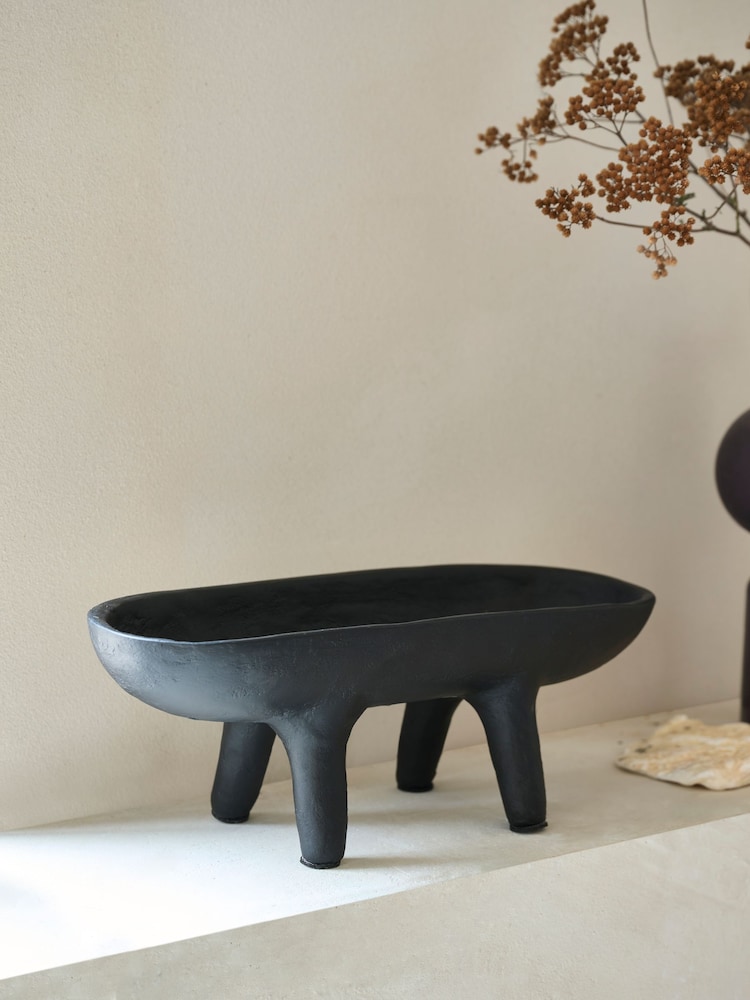 French Connection Black Papier Mache Footed Bowl - Image 1 of 4