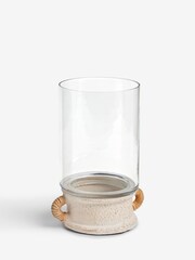 French Connection White Textured Terracotta Hurriane Candle Holder - Image 3 of 3
