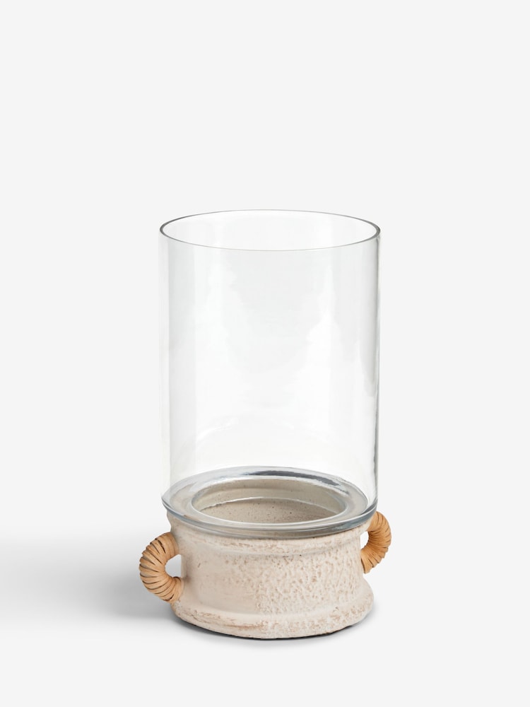 French Connection White Textured Terracotta Hurriane Candle Holder - Image 3 of 3 French Connection White Textured Terracotta Hurriane Candle Holder - Image 3 of 3