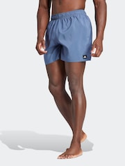 adidas Blue Solid CLX Short-Length Swim Shorts - Image 1 of 6