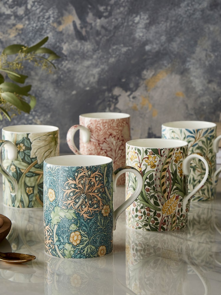 Morris & Co. Set of 6 Seaweed Mugs - Image 2 of 6