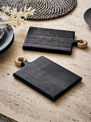 French Connection Black Watamu Wooden Set of 2 Small Serveboards - Image 1 of 2