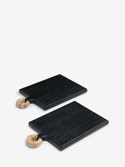 French Connection Black Watamu Wooden Set of 2 Small Serveboards - Image 2 of 2