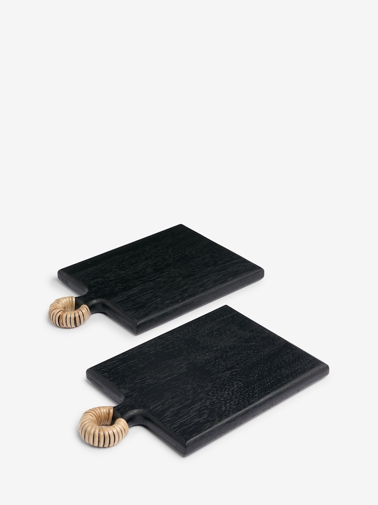 French Connection Black Watamu Wooden Set of 2 Small Serveboards - Image 2 of 2