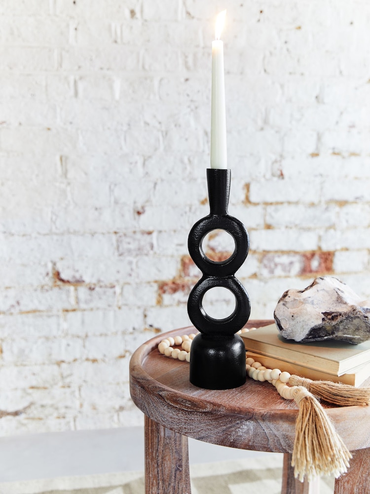 French Connection Black Rustic Taper Candle Holder Large - Image 1 of 2