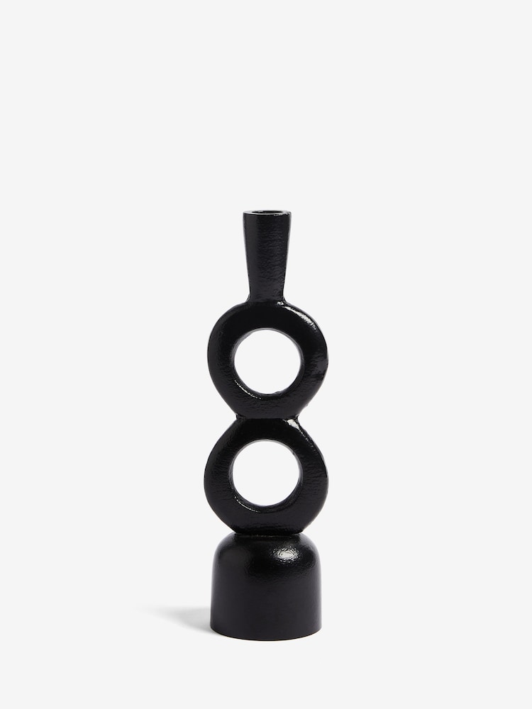 French Connection Black Rustic Taper Candle Holder Large - Image 2 of 2