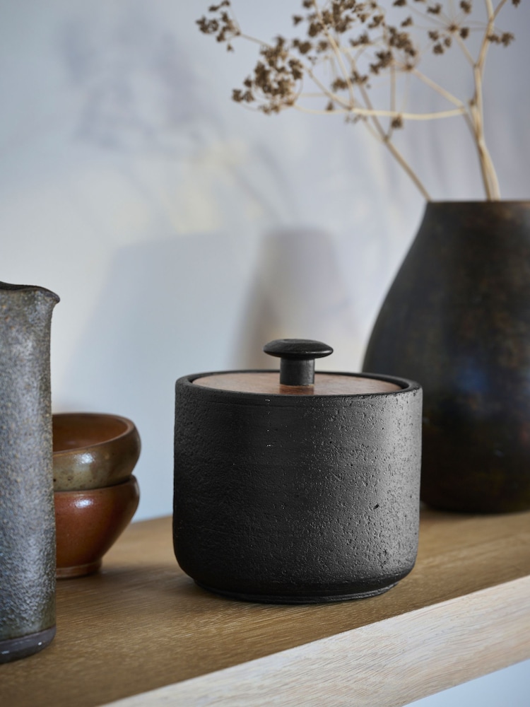 French Connection Black Zinc Storage Jar - Image 1 of 2