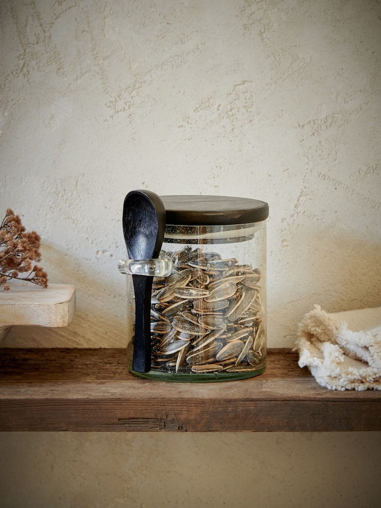 French Connection Clear Handmade Bubble Glass Small Storage Jar - Image 1 of 2