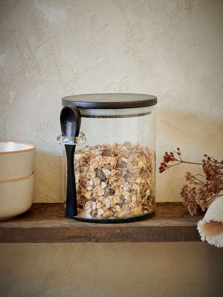 French Connection Clear Handmade Bubble Glass Storage Jar - Image 1 of 2