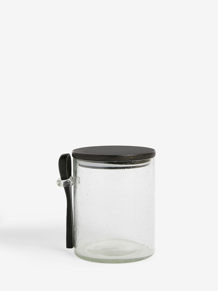 French Connection Clear Handmade Bubble Glass Storage Jar - Image 2 of 2