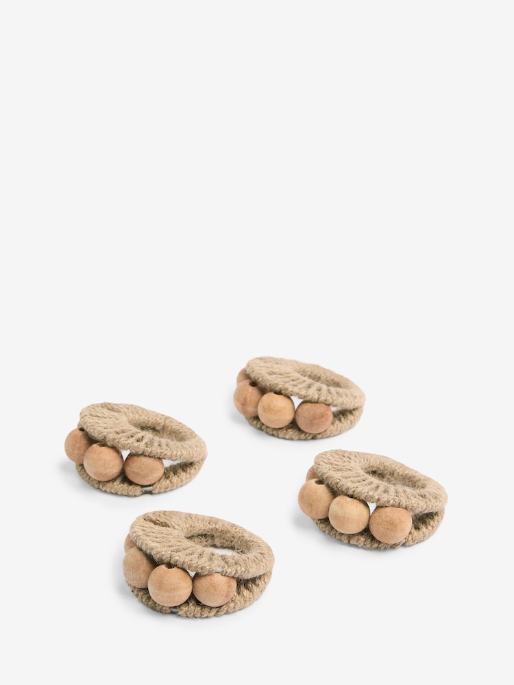 French Connection Natural Watamu Set of 4 Napkin Rings - Image 2 of 2 French Connection Natural Watamu Set of 4 Napkin Rings - Image 2 of 2