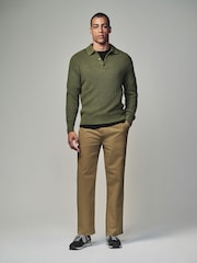 Light Tan Relaxed Fit Utility Chino 100% Cotton Trousers - Image 2 of 10