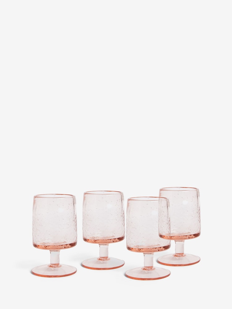 French Connection Set of 4 Terracotta Pink Handmade Bubble Set of 4 Wine Glasses - Image 2 of 2